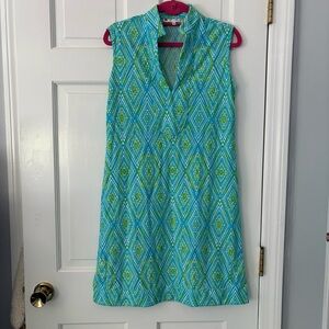 Jude Connally Blue and Green Patterned Dress